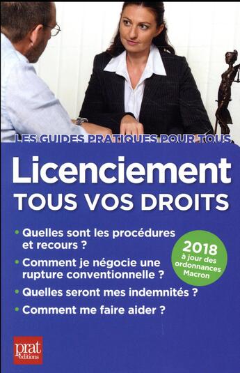 Couverture du livre « Licenciement tous vos droits (édition 2018) » de Jacques Coudert aux éditions Prat