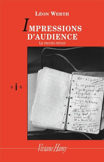 Couverture du livre « Impressions d'audience ; le procès Pétain » de Leon Werth aux éditions Viviane Hamy