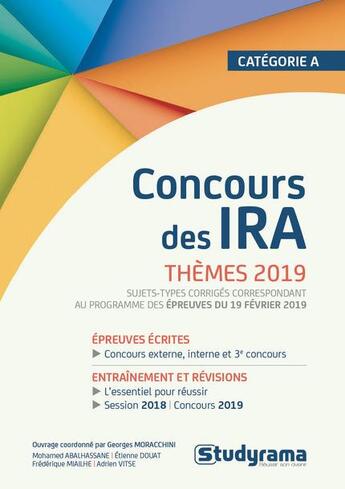 Couverture du livre « Concours des IRA ; catégorie A ; thèmes 2019 » de Georges Moracchini aux éditions Studyrama