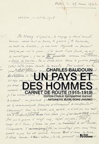 Couverture du livre « Un Pays Et Des Hommes » de Charles Baudoin aux éditions L'age D'homme