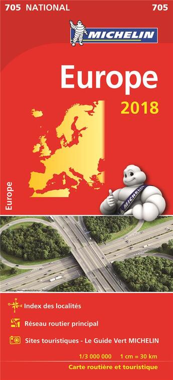 Couverture du livre « Carte nationale 705 europe 2018 » de Collectif Michelin aux éditions Michelin