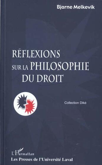 Couverture du livre « Réflexions sur la philosophie du droit » de Bjarne Melkevik aux éditions L'harmattan