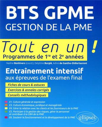 Couverture du livre « Bts gestion de la pme » de Bonhivers/Burgle aux éditions Ellipses Marketing