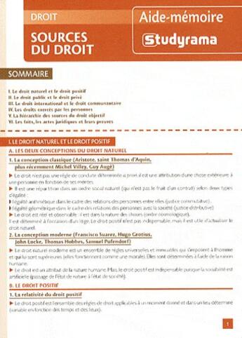 Couverture du livre « Sources du droit (2e édition) » de  aux éditions Studyrama