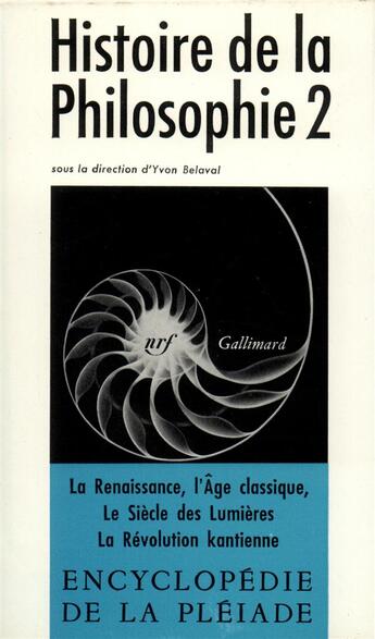 Couverture du livre « Histoire de la philosophie t.2 » de  aux éditions Gallimard