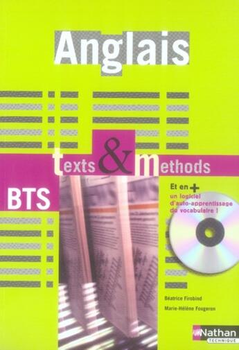 Couverture du livre « Anglais ; texts & methods ; BTS » de Beatrice Firobind et Marie-Helene Fougeron aux éditions Nathan