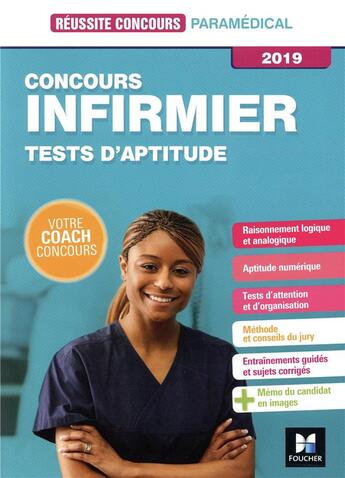 Couverture du livre « Réussite concours ; infirmier ; tests d'aptitude (édition 2019) » de Valerie Beal aux éditions Foucher