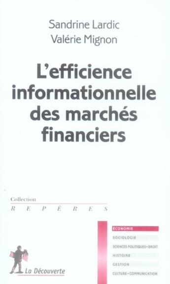 Couverture du livre « L'efficience informationnelle des marchés financiers » de Sandrine Lardic aux éditions La Decouverte