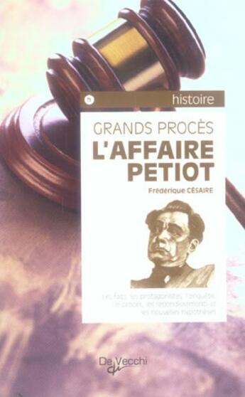 Couverture du livre « Affaire petiot (l) poche » de Cesaire aux éditions De Vecchi