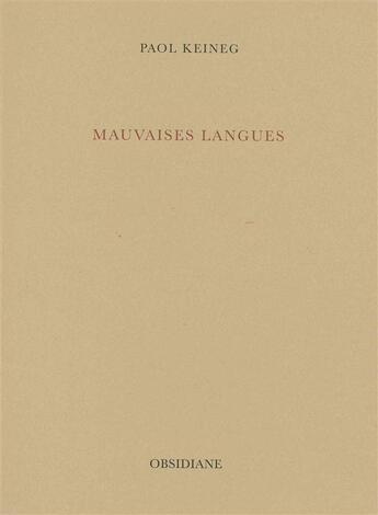 Couverture du livre « Mauvaises langues » de Paol Keineg aux éditions Obsidiane