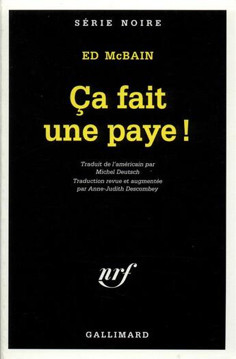 Couverture du livre « Ça fait une paye ! » de Ed Mcbain aux éditions Gallimard