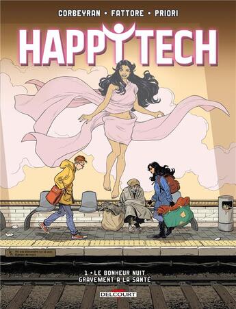 Couverture du livre « Happytech Tome 1 : le bonheur nuit à la santé » de Eric Corbeyran et Alessia Fattore aux éditions Delcourt