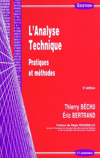 Couverture du livre « ANALYSE TECHNIQUE (L') » de Bechu/Thierry aux éditions Economica