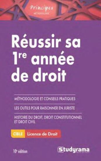 Couverture du livre « Réussir sa 1re année de droit (10e édition) » de  aux éditions Studyrama