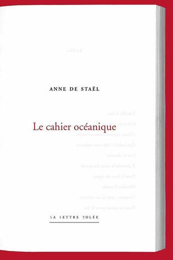 Couverture du livre « Le cahier océanique » de Anne De Stael aux éditions Exhibitions International