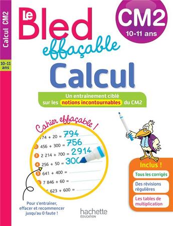 Couverture du livre « Bled effacable calcul cm2 » de Jean-Etienne Herete aux éditions Hachette Education