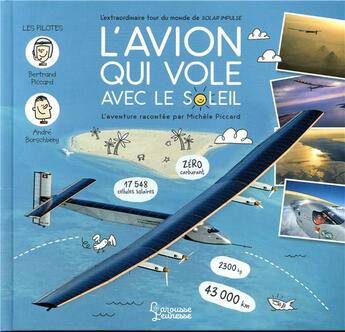 Couverture du livre « L'avion qui vole avec le soleil ; l'extraordinaire tour du monde de solar impulse » de Michele Piccard aux éditions Larousse