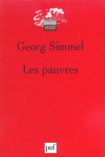 Couverture du livre « Les pauvres (3ed) (3e édition) » de Georg Simmel aux éditions Puf