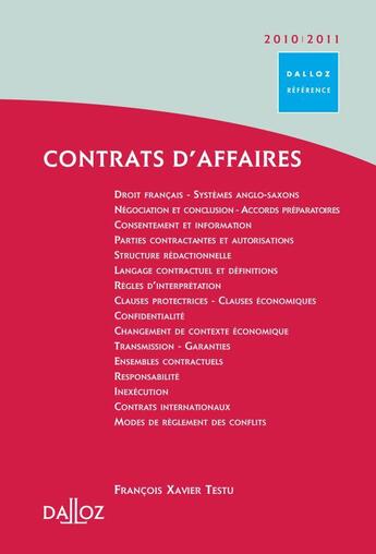 Couverture du livre « Contrats d'affaires (édition 2010-2011) » de Testu F-X. aux éditions Dalloz