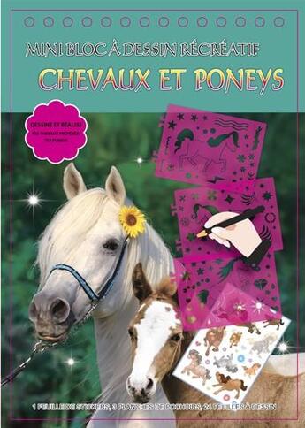 Couverture du livre « Chevaux et poneys ; mini bloc à dessin récréatif » de  aux éditions Cerise Bleue