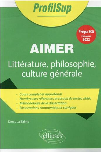 Couverture du livre « Penser le thème au programme ; culture générale, prépa ECG, concours 2022 » de Denis La Balme aux éditions Ellipses