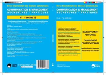 Couverture du livre « Communication et management vol.13 n 1-2016 - developpement personnel-changement organisationnel » de Benoit Denis & Meric aux éditions Eska