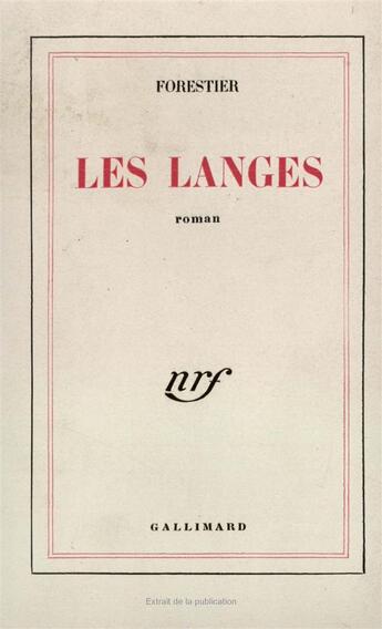 Couverture du livre « Les langes » de Forestier aux éditions Gallimard