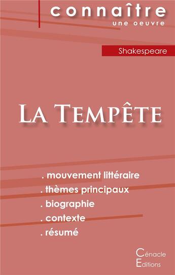 Couverture du livre « ,la tempête, de William Shakespeare » de William Shakespeare aux éditions Editions Du Cenacle