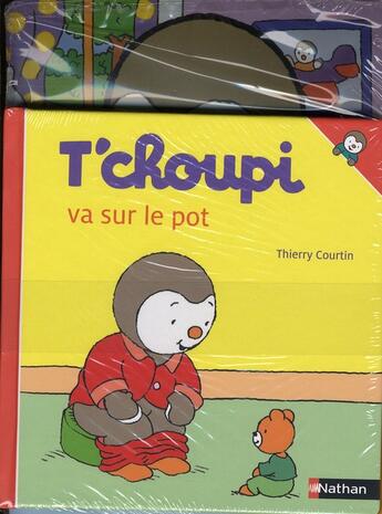 Couverture du livre « T'choupi part en vacances ; T'choupi va sur le pot » de Thierry Courtin aux éditions Nathan