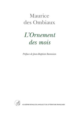 Couverture du livre « L'Ornement des mois » de Maurice Des Ombiaux aux éditions Arllf