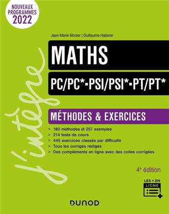Couverture du livre « Maths ; PC/PC*-PSI/PSI*-PT/PT* : méthodes et exercices (4e édition) » de Jean-Marie Monier et Guillaume Haberer aux éditions Dunod
