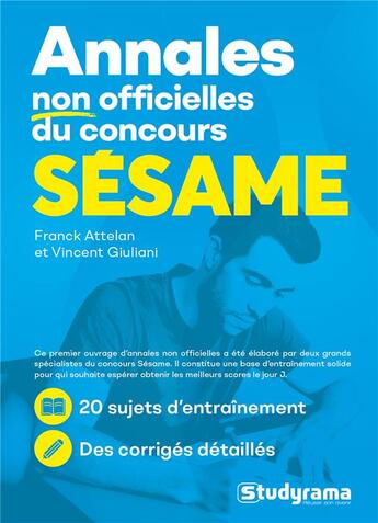 Couverture du livre « Annales non officielles du concours Sesame » de  aux éditions Studyrama