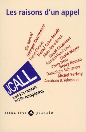 Couverture du livre « JCall ; les raisons d'un appel » de  aux éditions Liana Levi