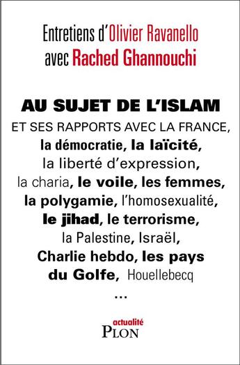 Couverture du livre « Au sujet de l'Islam » de Rached Ghannouchi et Olivier Ravanello aux éditions Plon