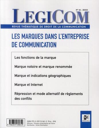 Couverture du livre « Les marques dans l'entreprise de communication » de  aux éditions Victoires