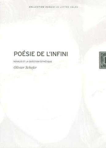 Couverture du livre « Poésie de l'infini : Novalis et la question esthétique » de Olivier Schefer aux éditions Lettre Volee