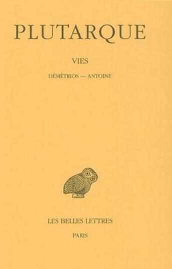 Couverture du livre « Vies t.13 » de Plutarque aux éditions Belles Lettres