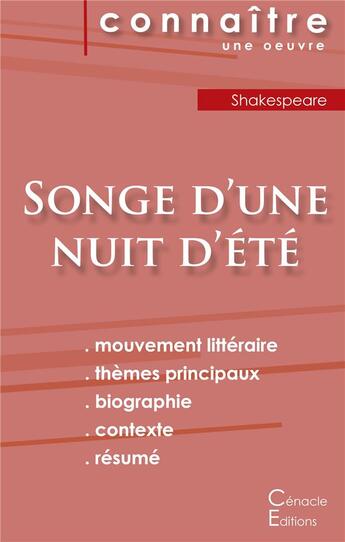 Couverture du livre « Fiche de lecture songe d'une nuit d'été, de Shakespeare ; analyse littéraire de référence et résumé complet » de  aux éditions Editions Du Cenacle