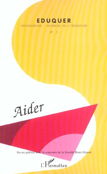 Couverture du livre « Aider - vol03 » de  aux éditions L'harmattan