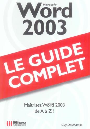 Couverture du livre « Word 2007 » de Guy Deschamps aux éditions Micro Application