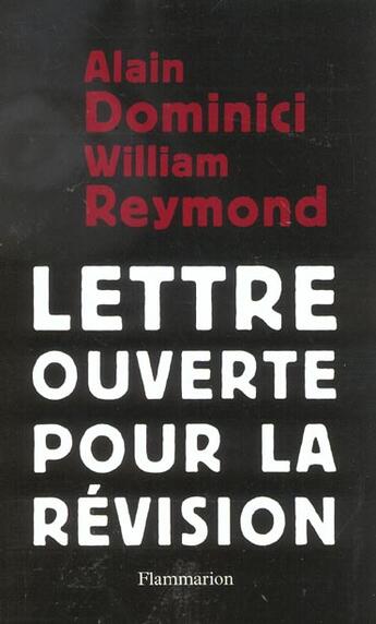 Couverture du livre « Lettre ouverte pour la révision » de Alain Dominici aux éditions Flammarion