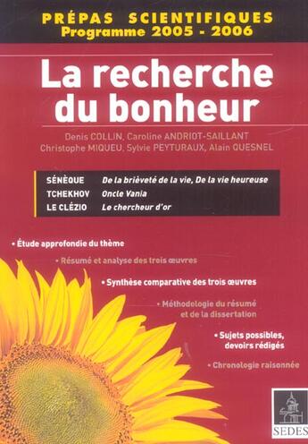 Couverture du livre « La Recherche Du Bonheur » de Denis Collin aux éditions Cdu Sedes