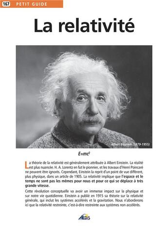 Couverture du livre « La relativité » de  aux éditions Aedis