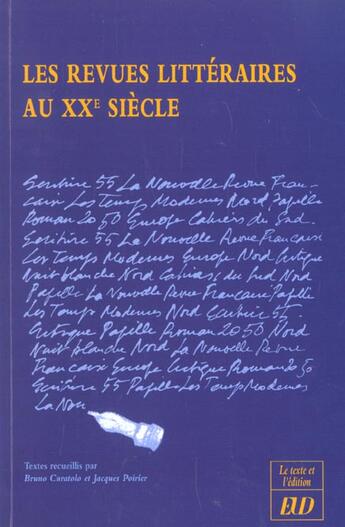 Couverture du livre « Revue litteraires au xxe siecle » de Poirier/Curatol aux éditions Pu De Dijon