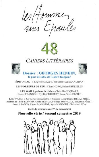 Couverture du livre « Les Hommes sans Épaules n°48, Dossier Georges HENEIN, La part de sable de l'esprit frappeur » de Les Hommes Sans Epaules aux éditions Hommes Sans Epaules