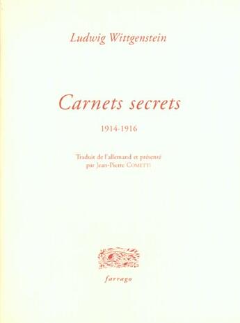 Couverture du livre « Les carnets secrets » de Ludwig Wittgenstein aux éditions Verdier