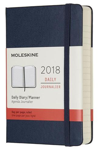 Couverture du livre « Agenda 2018 journalier poche rigide bleu saphir » de  aux éditions Moleskine