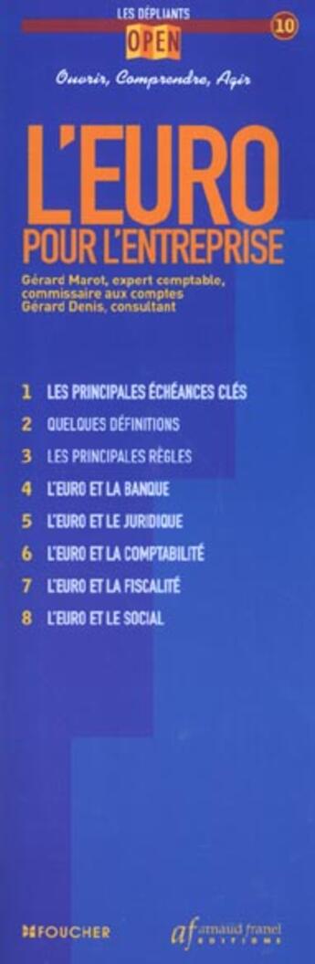 Couverture du livre « L'Euro Pour L'Entreprise » de Marot aux éditions Foucher