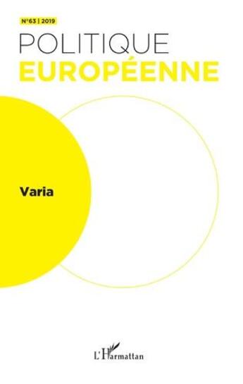 Couverture du livre « Varia - vol63 » de  aux éditions L'harmattan