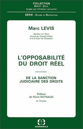 Couverture du livre « L'OPPOSABILITE DU DROIT REEL » de Levis/Marc aux éditions Economica